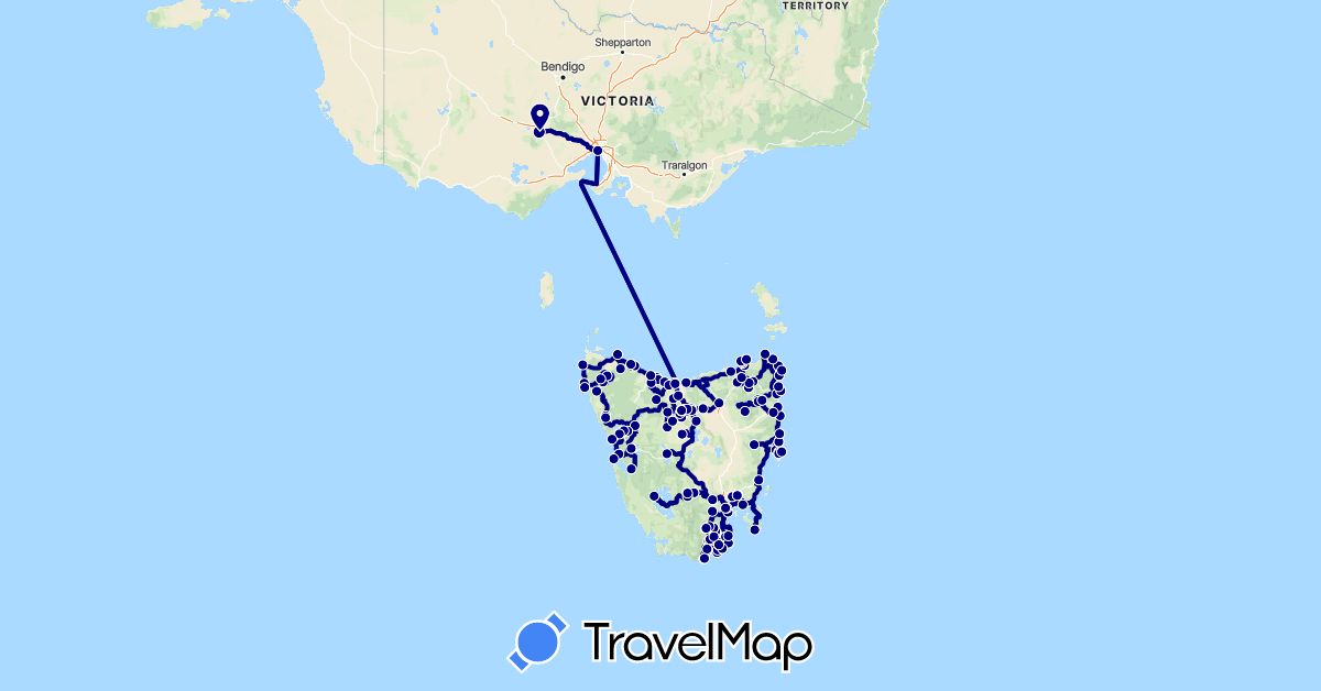 TravelMap itinerary: driving in Australia (Oceania)